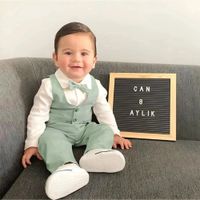 Conjunto Bautizo verde Olivo Traje formal pantalón chaleco y corbata