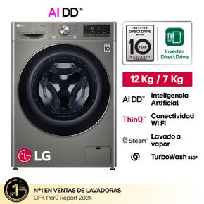 LG 12Kg 7Kg Carga Frontal Plateado