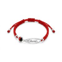 Pulsera para Bebé de Huayruro y Placa Personalizada - Hilo Rojo