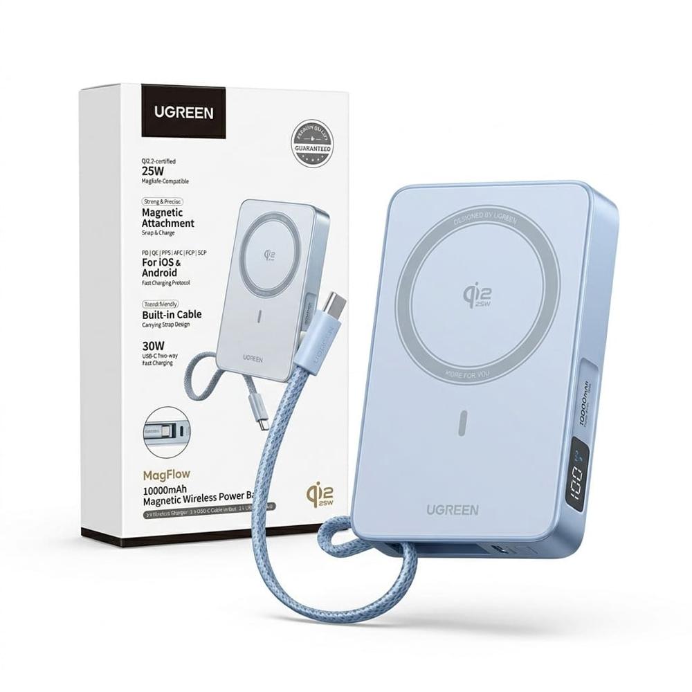 Power Bank UGREEN PB773 para iPhone y Android con Carga Inalámbrica