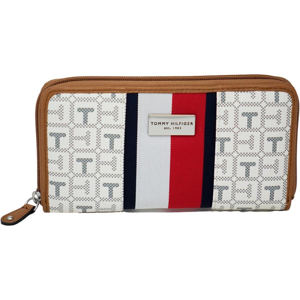 BILLETERA TOMMY HILFIGER CLUTCH PRINT WHITE MUJER
