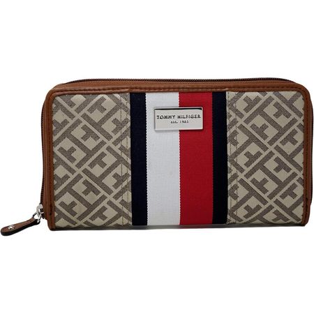 BILLETERA TOMMY HILFIGER CLUTCH LOGO KHAKI MUJER
