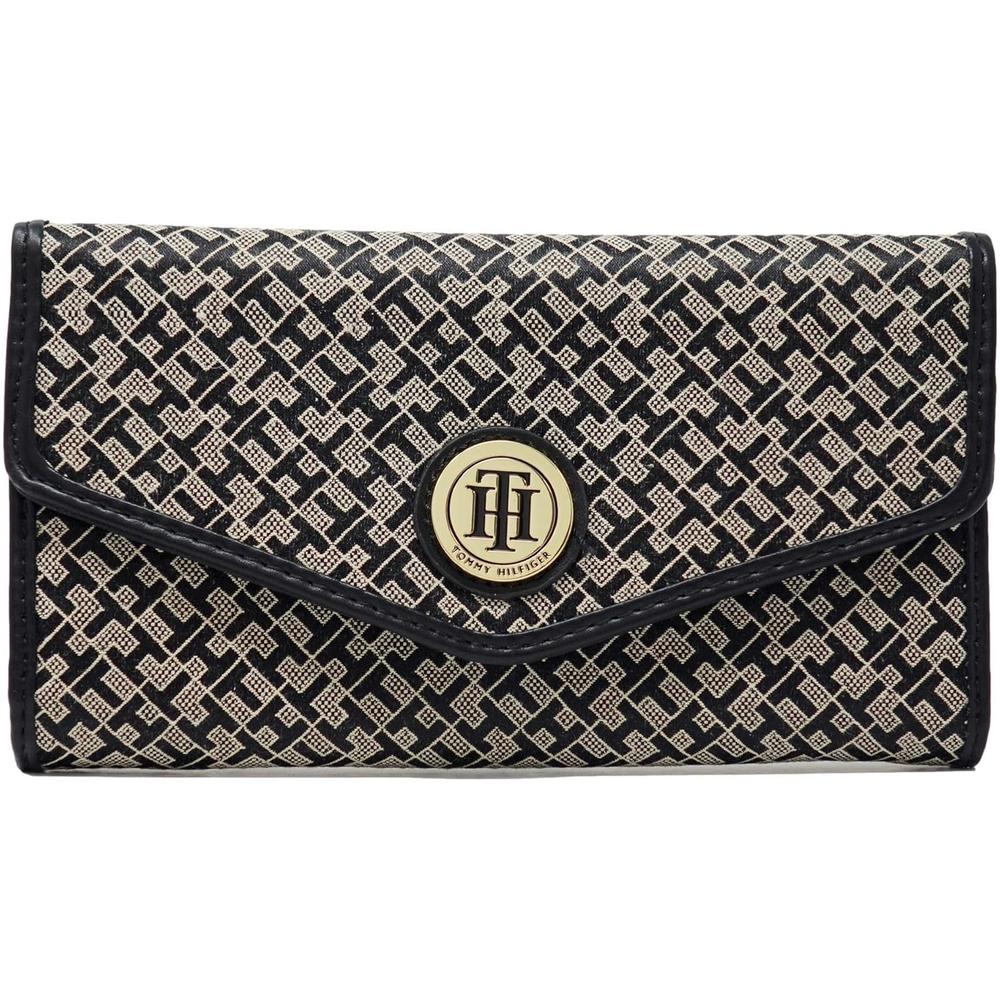 BILLETERA TOMMY HILFIGER CLUTCH MONOGRAM BLACK MUJER