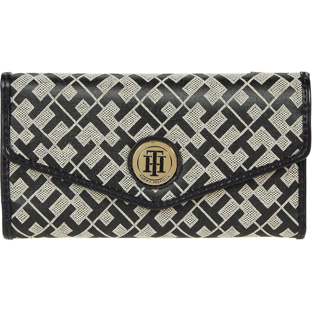 BILLETERA TOMMY HILFIGER CONTINENTAL GEOMETRIC BLACK MUJER