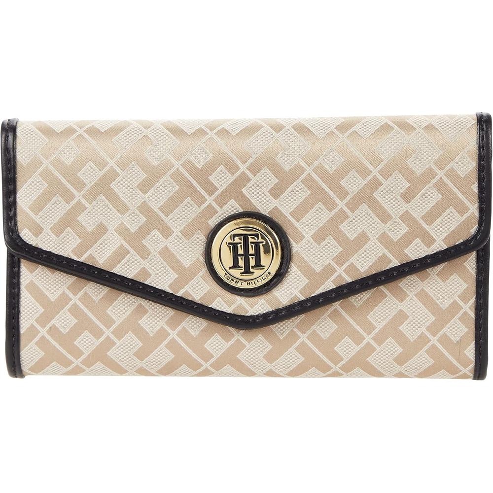 BILLETERA TOMMY HILFIGER CONTINENTAL GEOMETRIC KHAKI MUJER
