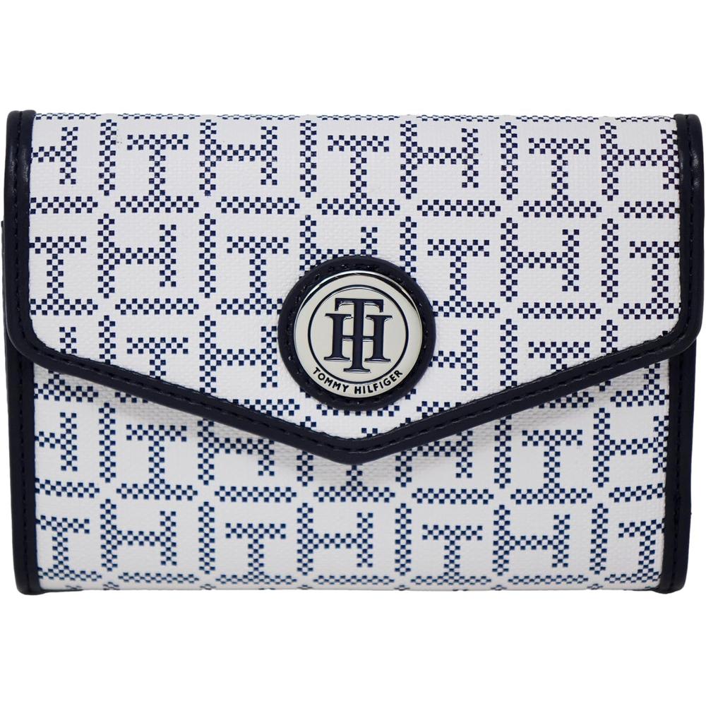 BILLETERA TOMMY HILFIGER MINI LOGO BLANCO NAVY MUJER