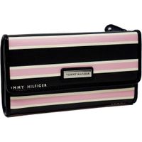BILLETERA TOMMY HILFIGER STRIPE BLACK PINK MUJER