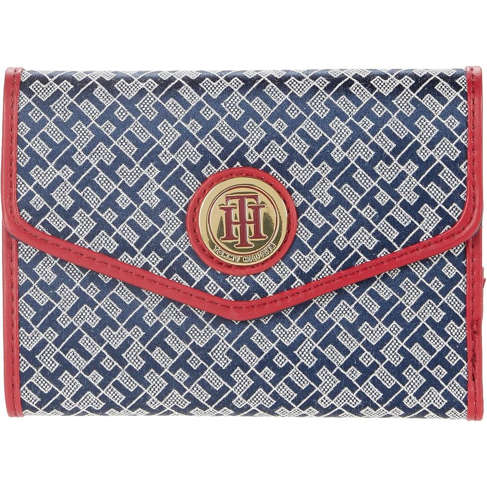 BILLETERA TOMMY HILFIGER ENVELOPE GEOMETRIC RED NAVY MUJER