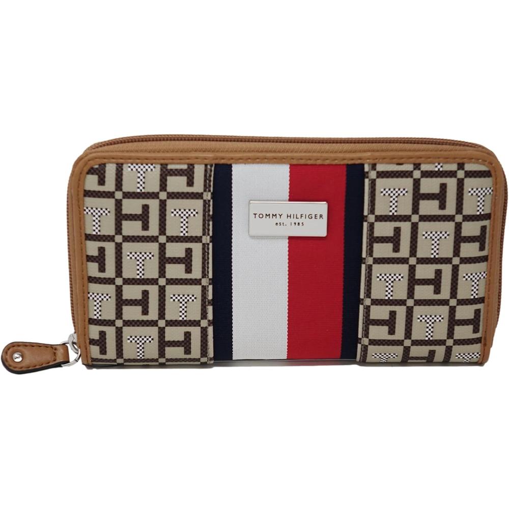 BILLETERA TOMMY HILFIGER CLUTCH PRINT KHAKI MUJER