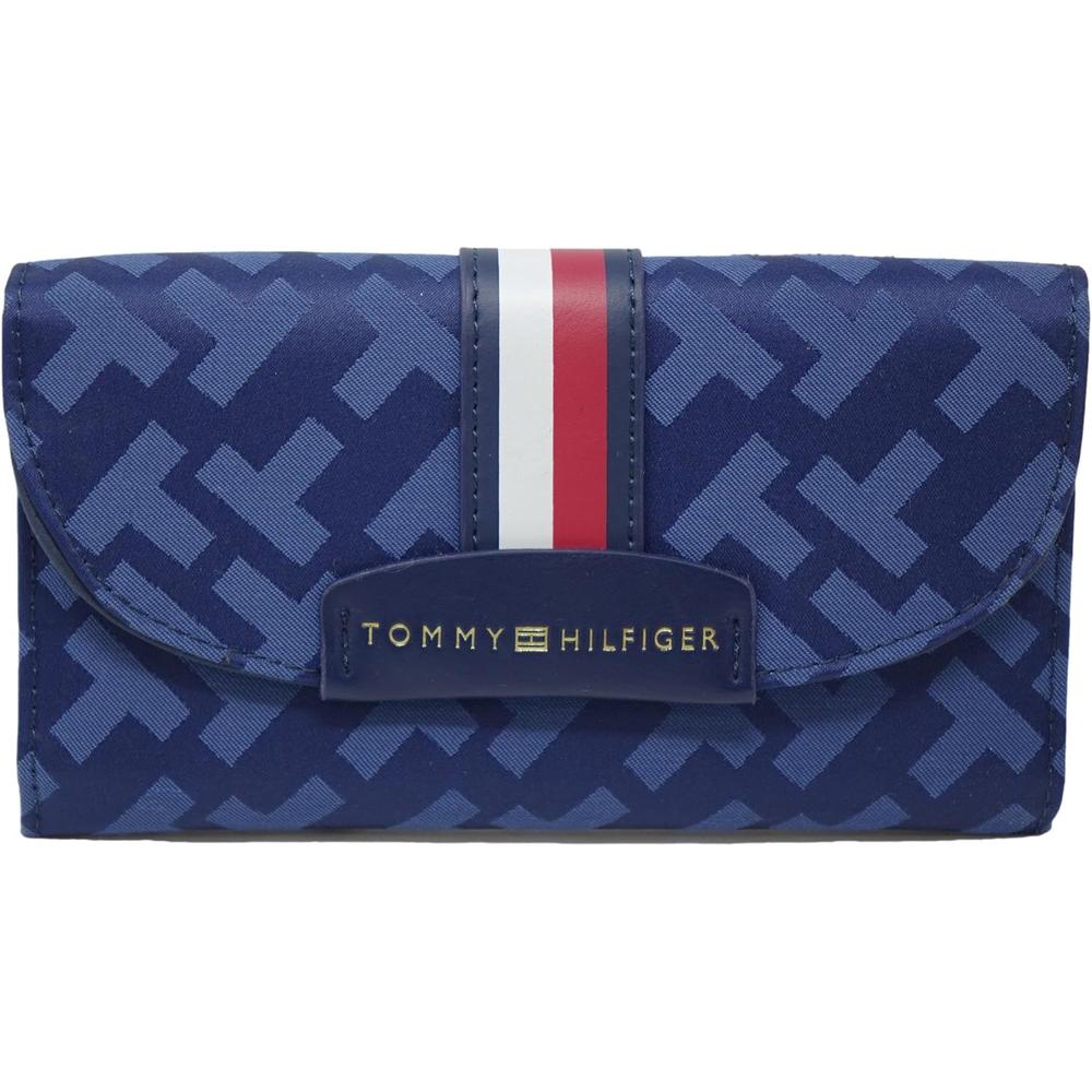 BILLETERA TOMMY HILFIGER WRISTLET LOGO NAVY MUJER