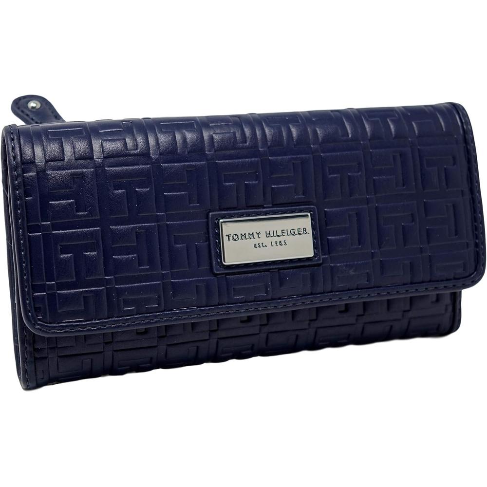 BILLETERA TOMMY HILFIGER EMBOSSED NAVY MUJER