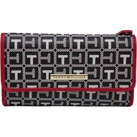 BILLETERA TOMMY HILFIGER WRISTLET MONOGRAM RED BLACK MUJER