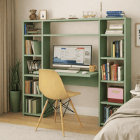 ESCRITORIO CON ESTANTE MODELO HOME OFFICE VERDE AGAVE