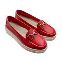 Mocasin Plataforma Mujer Corelli Gianella Cuero Rojo