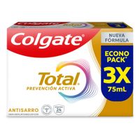Pasta Dental COLGATE Total Anti-sarro Prevención Activa Caja 3x75ml