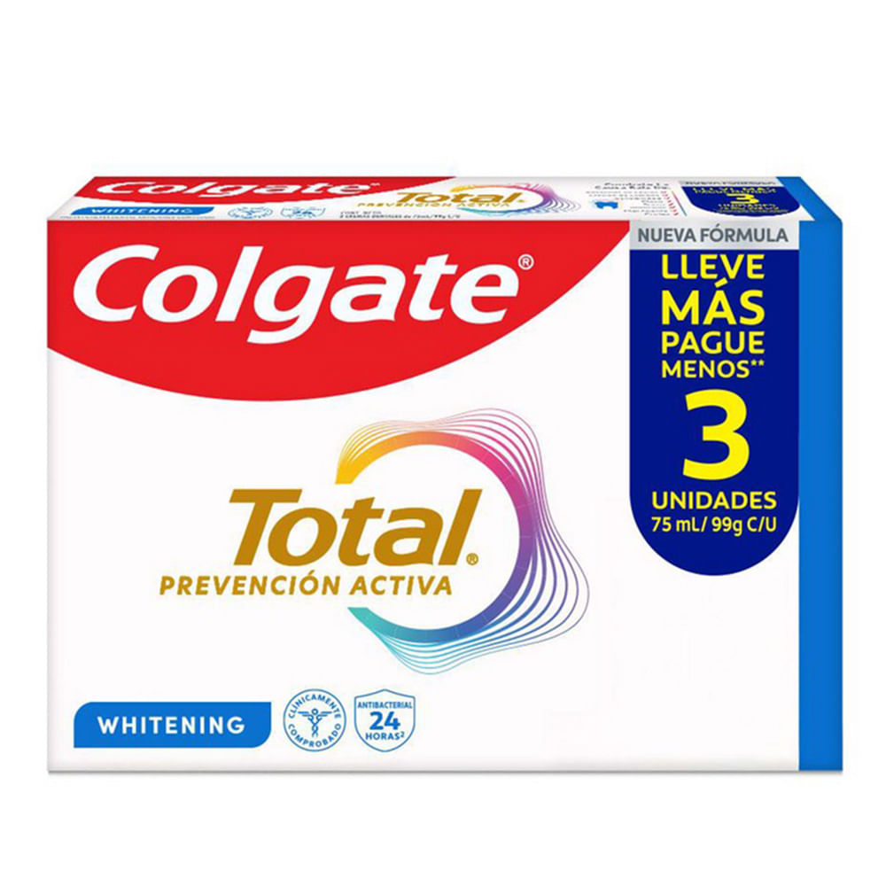 Pasta Dental COLGATE TOTAL Whitening Tubo 3x75ml