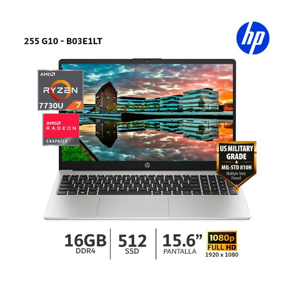 Laptop HP 255 G10 AMD Ryzen 7 7730U, 16Gb Ram, 512Gb SSD, 15.6""FHD - B03E1LT