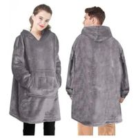 POLERÓN CALENTADOR ADULTO HUGGLE HODDIE- GRIS- OVERSIZE