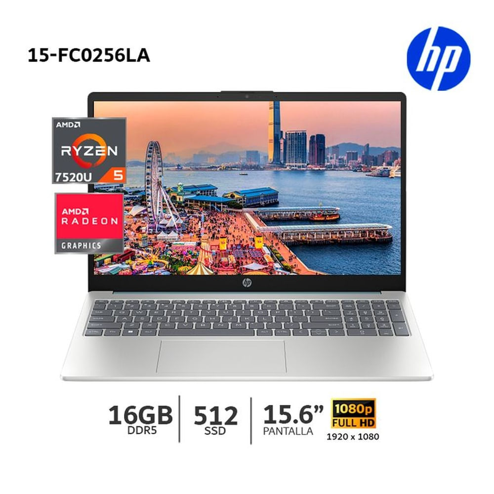 Laptop HP 15-fc0256la Ryzen 5 7520U 16Gb Ram/ 512Gb SSD/ 15.6? FHD-B9TP9LA