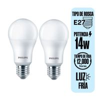 Pack X2 Foco LED E27 14W Luz Fría Philips