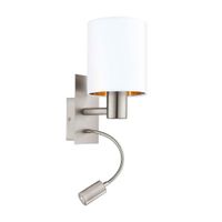 Aplique de Pared EGLO Pasteri Blanco Acero con Pantalla Textil Negra