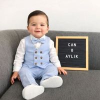Conjunto Bautizo celeste Traje formal pantalón chaleco y corbata