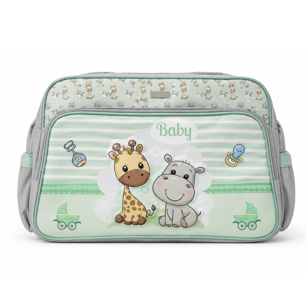Bolso cartera pañalera para bebe con diseño - verde
