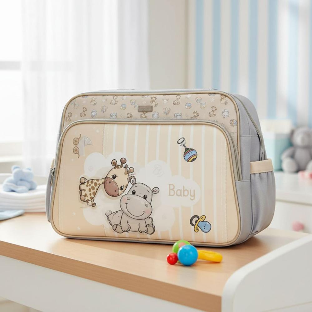 Bolso cartera pañalera para bebe con diseño - Beige