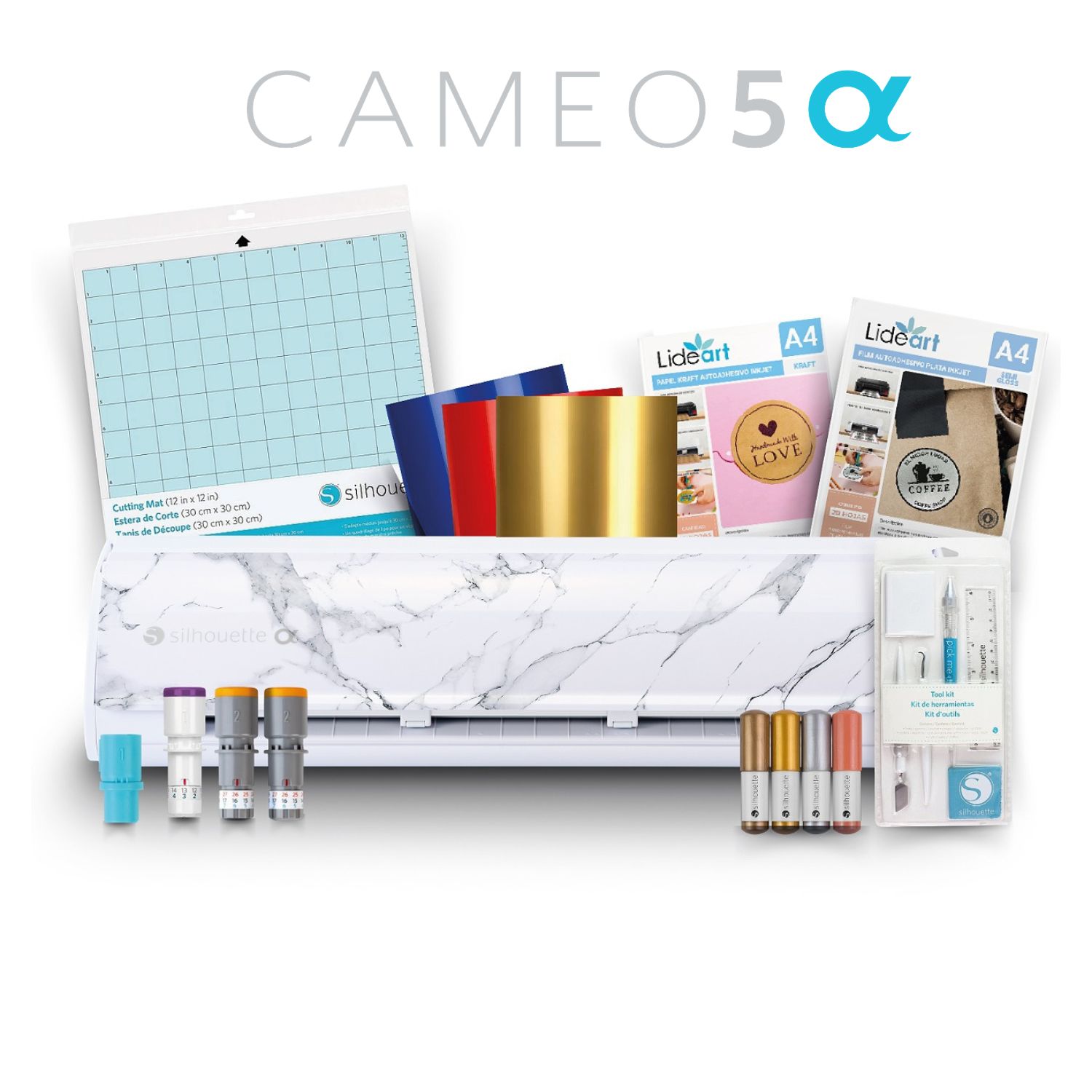 Combo Full Silhouette Cameo 5 Alpha Mármol y Cuchillas
