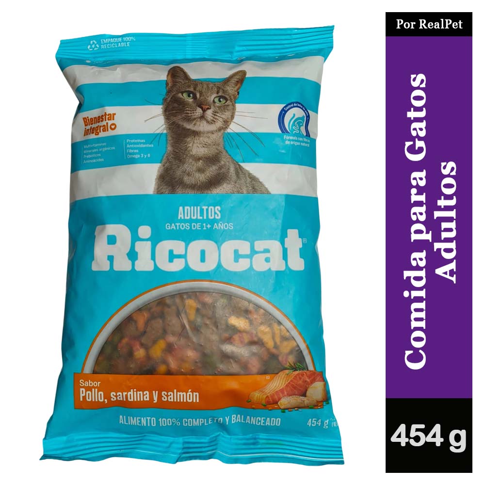 Comida para Gato Adulto Ricocat Pollo Sardina Salmon 454 gr
