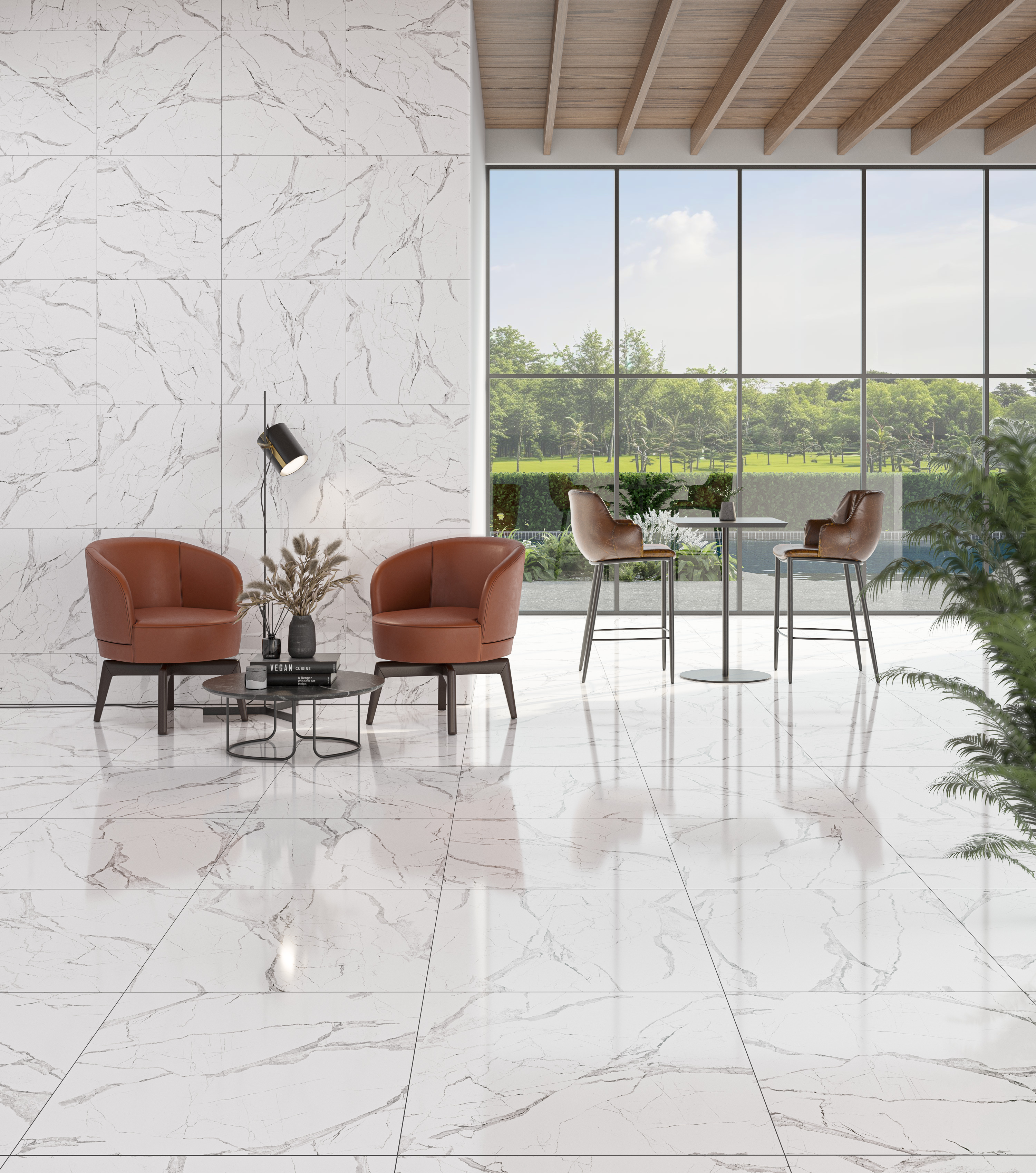 Piso Cerámico Marmolizado Auora Bianca 60x60cm 1.80m2 - Calidad Comercial