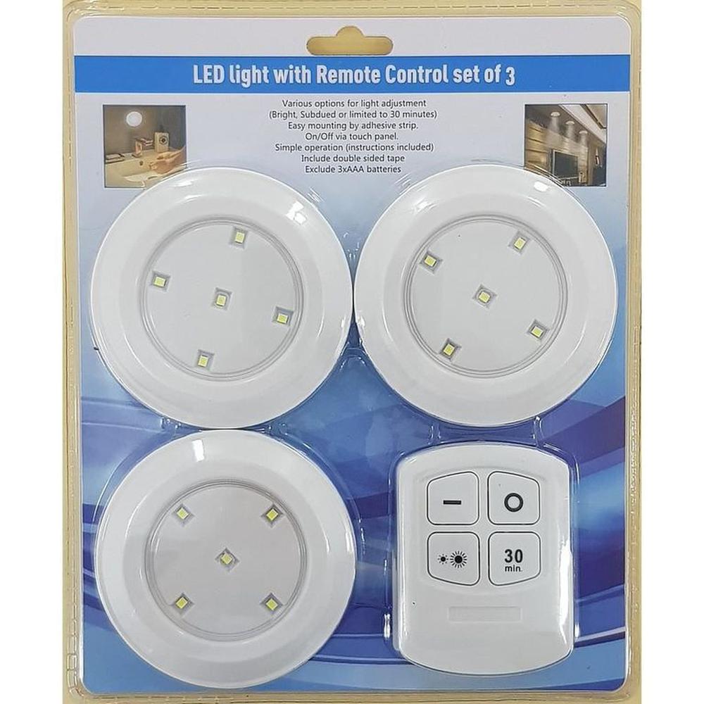3 Luz LED con Control Remoto Apagado Automatico 30min 2 Intensidades Multicolor