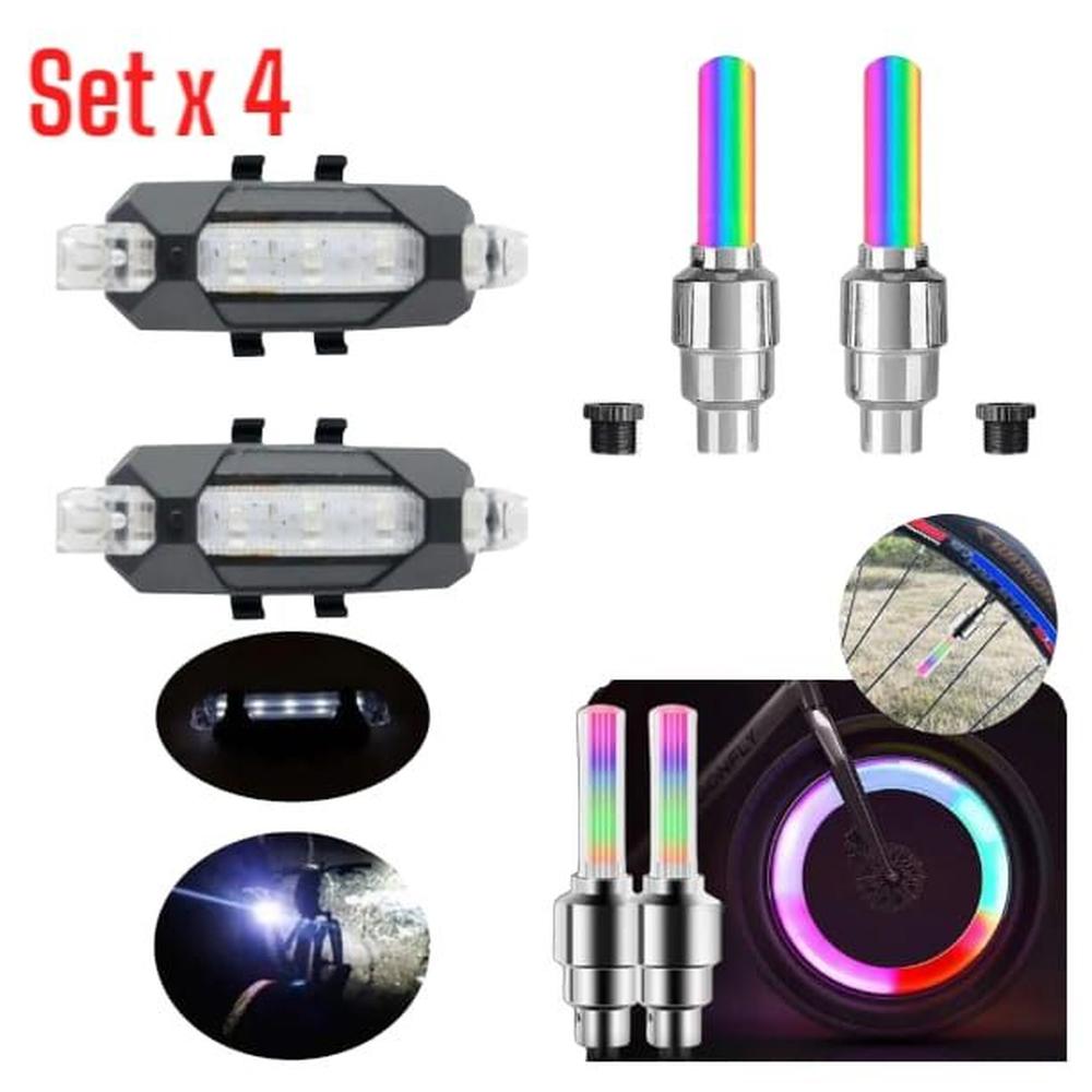 Set de Luces para Bicicleta RGB 2 Traseras y 2 para Ruedas