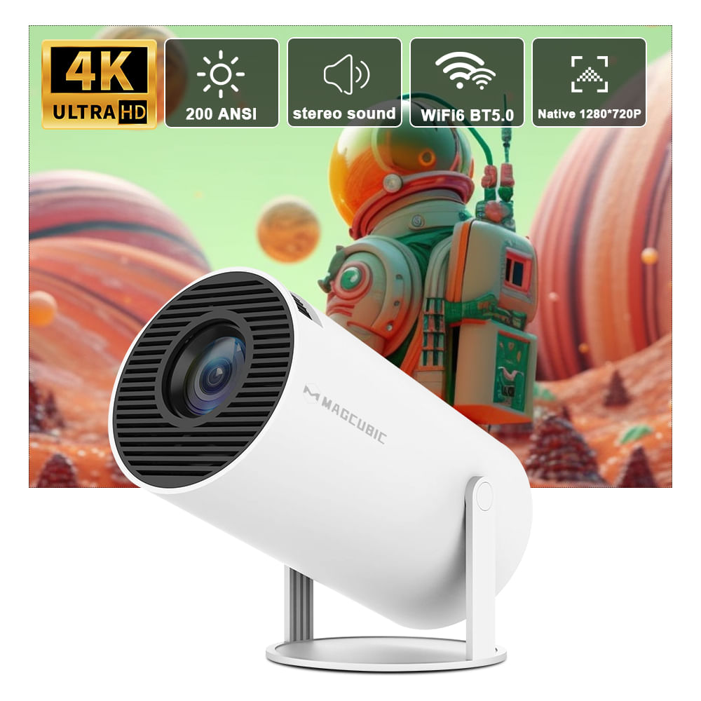Proyector LED Portátil HY300 HDMI Android 4K Full HD 720P