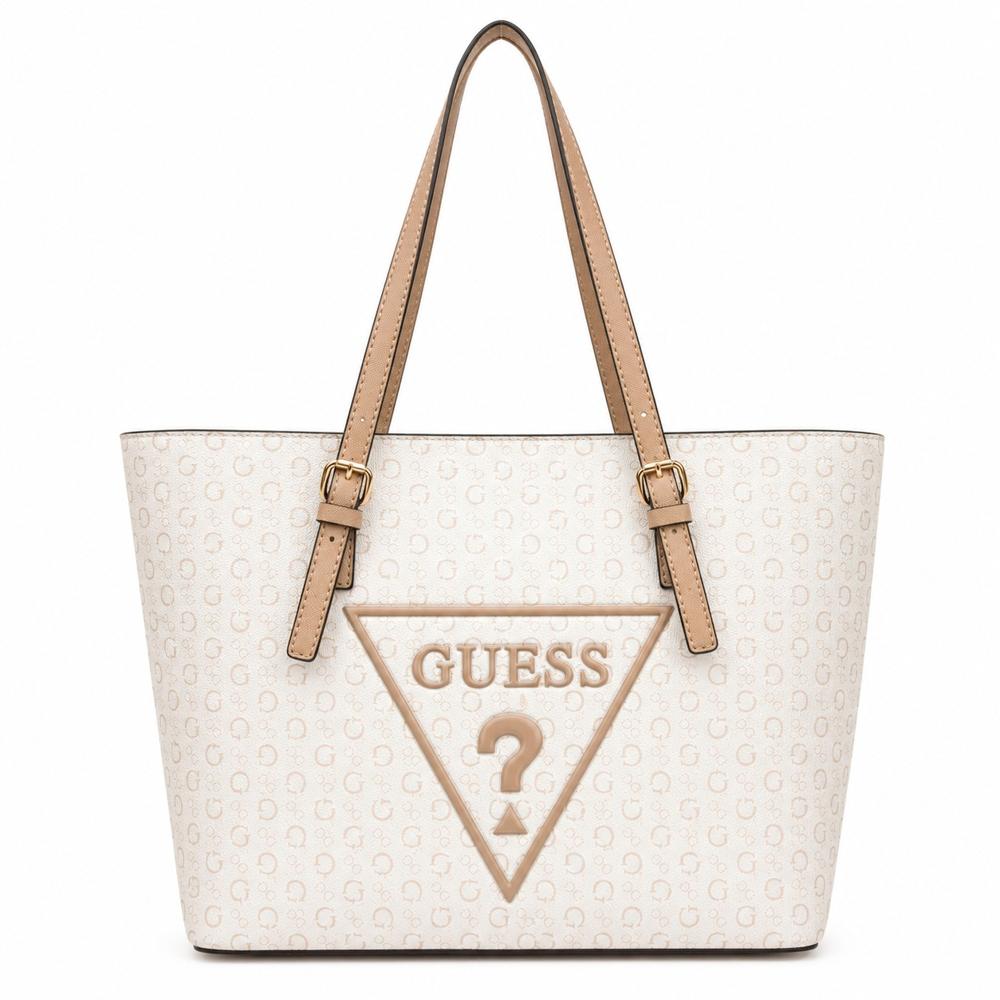 CARTERA TOTE GUESS MONOGRAFIADO BEIGE CON LOGO