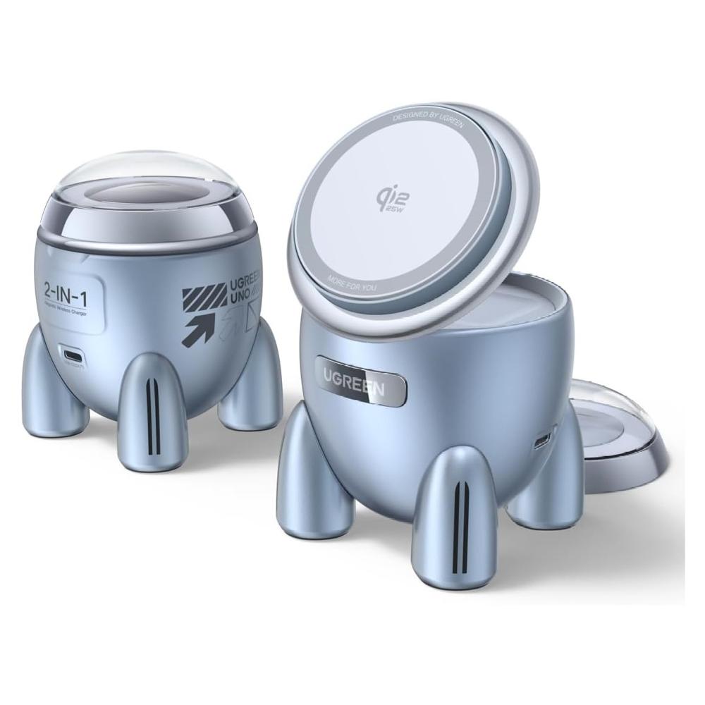 UGREEN Cargador Inalámbrico UNO QI2 25W 2 en 1 Magsafe tipo Cohete para Iphone Airpods W713 - 65300
