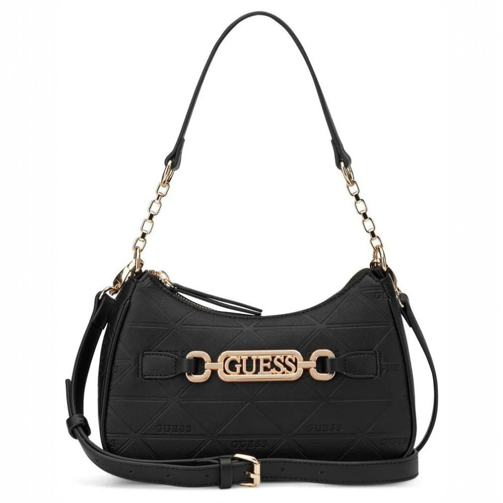 CARTERA SHOULDER BAG Y CROSSBODY GUESS MONOGRAFIADO NEGRO CELESTIA