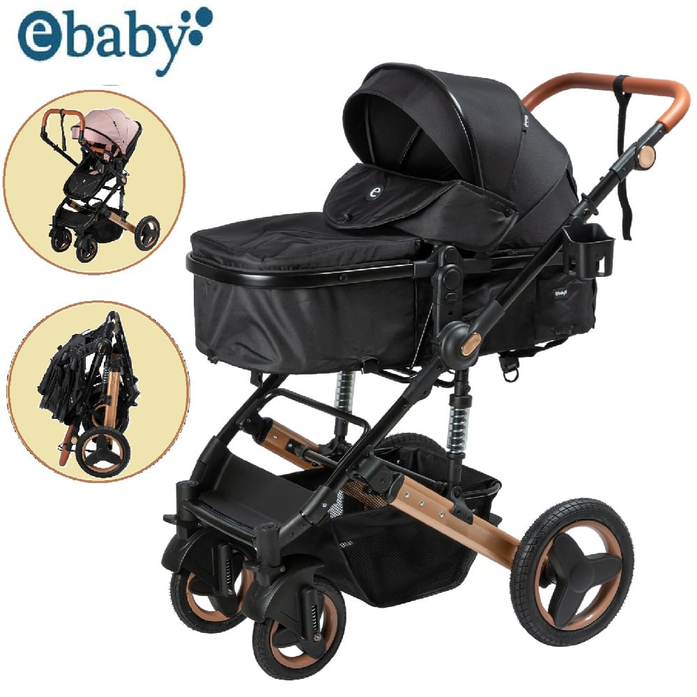 Coche Cuna Moises Roman con cambio de asiento Negro