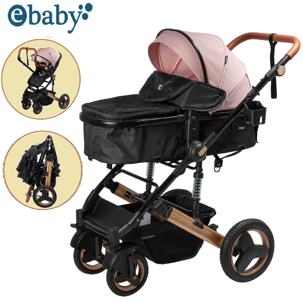 Coche Cuna Moises Roman con cambio de asiento Rosado