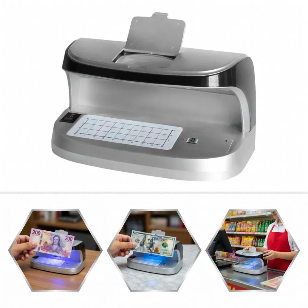 Detector de Billetes Falsos Recargable USB Luz UV y Sensor Magnético MG