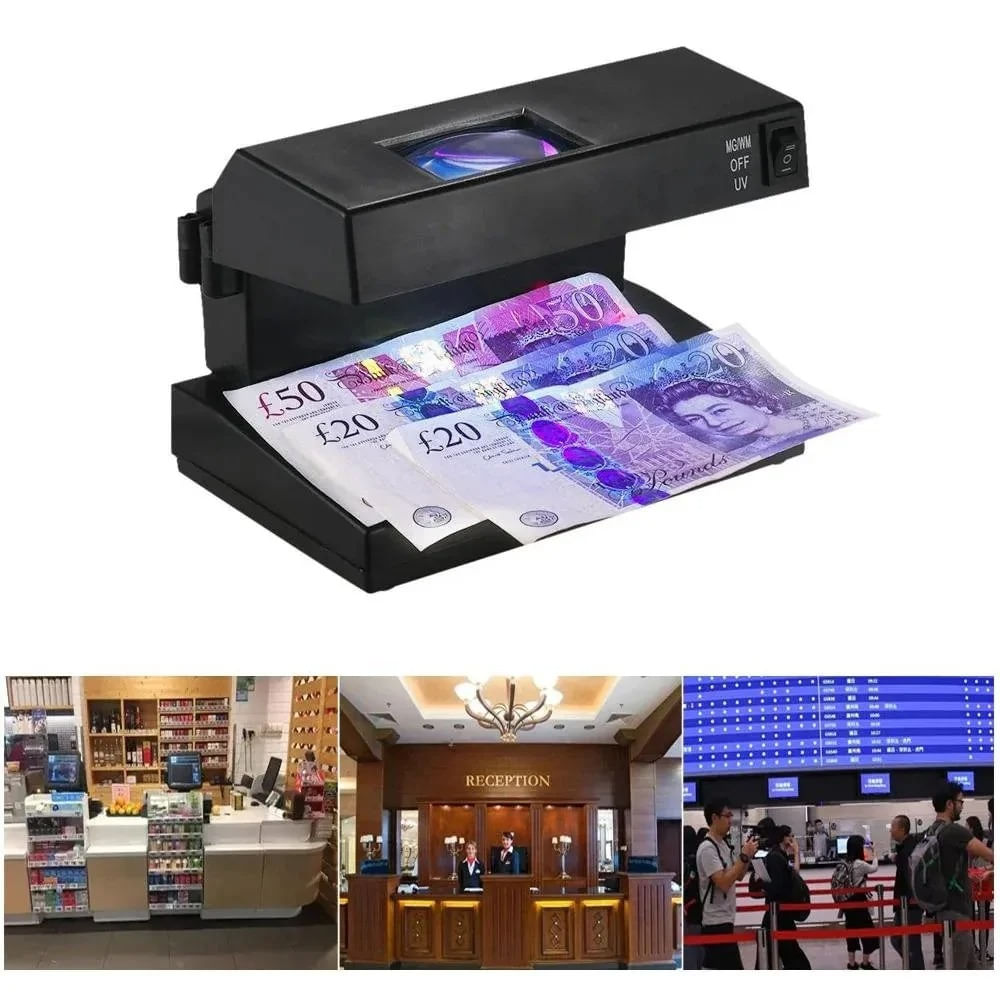 Detector de Billetes Falsos Profesional con Lupa y Luz UV Verificador de Sello de Agua