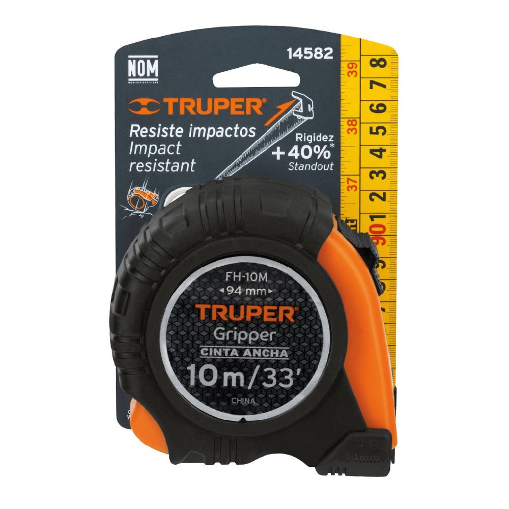 Flexómetro Gripper contra impactos 10 m cinta 32 mm TRUPER - 14582