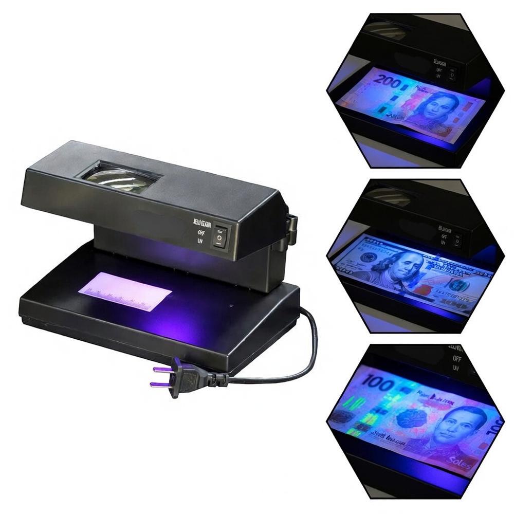Verificador de Billetes Falsos para Soles y Dólares Sistema Dual UV y Marca de Agua
