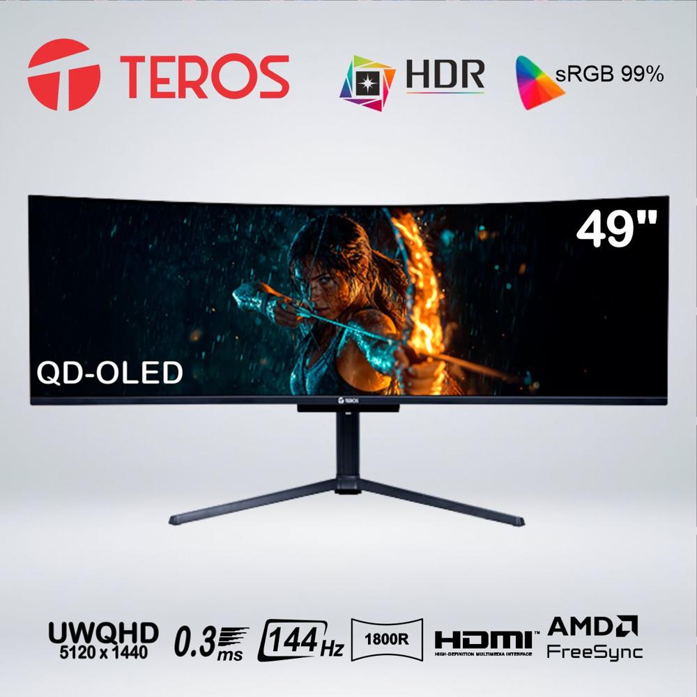 MONITOR CURVO GAMING TEROS TE-4920G 49'' UWQHD QD-OLED 144HZ 0.03MS HDMI DP AUDIO OUT