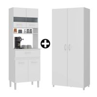 COMBO Orange: Mueble Alacena de Cocina Dalia 60cm MDP Blanco + Mueble despensero Dalia MDP 80x182cm Blanco