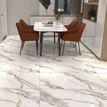 Piso Porcelanato Marmolizado Carrara Blanco 1.20x60cm 2.16m2 Orange