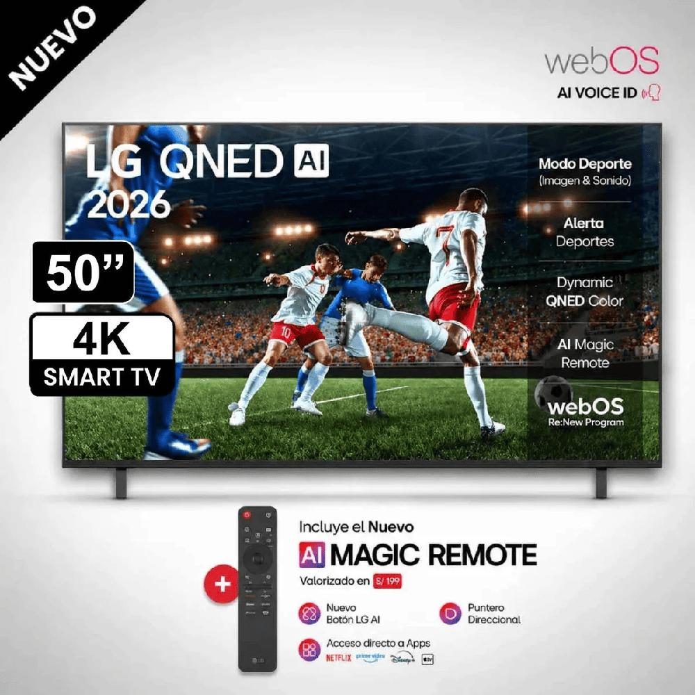 Televisor LG 50 pulgadas QNED 4K ThinQ AI 50QNED73ASA - Control Magic AI Nuevo Modelo