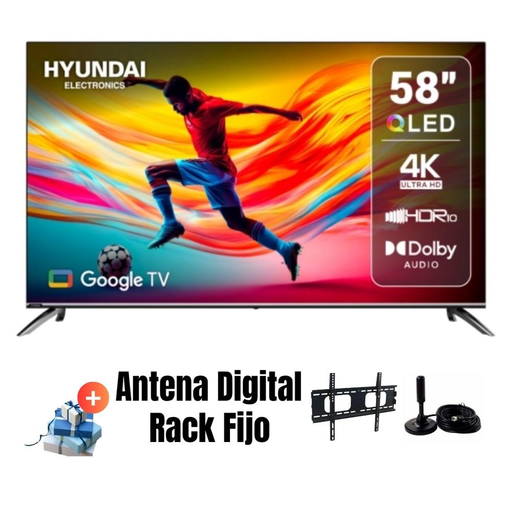 Televisor Smart TV Hyundai 58 QLED UHD 4K GoogleTV HYLED5813QG - Ant - Rack Fijo