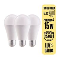 Pack X 3 Foco LED E27 15W Luz Cálida Orange