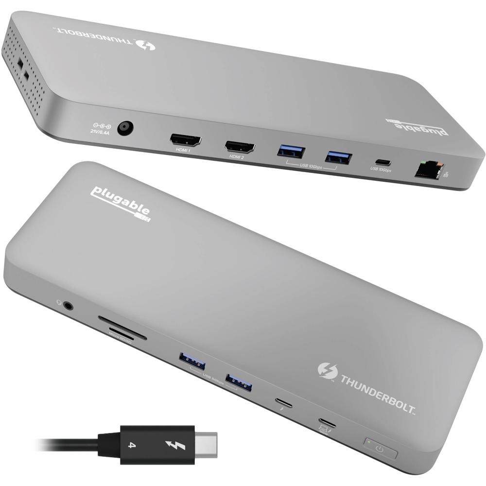 Plugable Docking Station TBT-UDM 13-en-1 Thunderbolt 4 con 2 HDMI, 1 Thunderbolt 4, 1 USB-